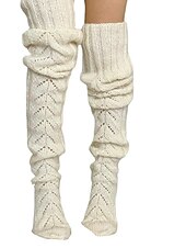 cheap Socks-Women&#039;s Stockings Thigh-High Crimping Socks Winter Tights Thermal Warm High Elasticity Hole Winter Black Pink Grey One-Size