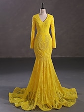 preiswerte Rosa-Meerjungfrau Pailletten Abendkleid Elegantes Kleid Karneval Formale Gerichts Zug Lange Ärmel V-Ausschnitt Afroamerikanische Spitze Maskerade Kleid 2025