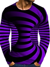 billiga 3D T-shirts-Herr 3D Print T-shirt Långärmad T-shirt 3D-tryck Rund hals Skjorta Streetwear drivna Designer Dagligen Utekväll Gul Rodnande Rosa Rubinrött Kläder Plusstorlekar S M L XL XXL 3XL 4XL