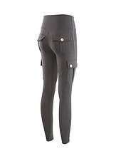 economico Pantaloni skinny da donna-Per donna Collant Collant Lunghezza intera Tinta unita Tasche multiple Sollevamento dei glutei All&#039;aperto Elasticizzato Athleisure Nero Verde Grigio scuro