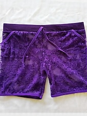 お買い得  ホットショーツ-女性用 ホットパンツ 補正下着・補正インナー セクシー ショート ソリッド レース スポーツ マイクロエラスティック ブラック ホワイト ルビーレッド パープル