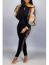 cheap Women‘s Sweatsuits-Women&#039;s Active Streetwear Tracksuit Pants Sets Sweatshirt Pants Trousers Long Sleeve Crew Neck Graphic Print Sports Outdoor Casual Silver Black Brown Fall &amp; Winter Regular Fit