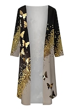 abordables Ensembles de robes-Femme Robe mi-longue Robe casual Robe Ensemble Robe deux pièces Robe d&#039;église Mode Extérieur du quotidien Sortie Standard Animal Papillon Manches 3/4 Col Ras du Cou Jaune Bleu Eté Printemps