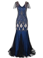 baratos Vestidos Formais-Mulheres Vestido Longo Vestido Maxi Vestido preto Vestido de renda Vestido antigo Vestido de formatura Moda Maduro Vestido elegante Ocasião Especial dia das Bruxas Festa de Noite Normal Tecido Sem