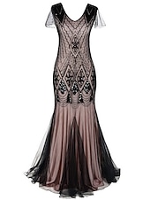 baratos Vestidos Formais-Mulheres Vestido Longo Vestido Maxi Vestido preto Vestido de renda Vestido antigo Vestido de formatura Moda Maduro Vestido elegante Ocasião Especial dia das Bruxas Festa de Noite Normal Tecido Sem