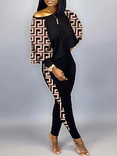 cheap Women‘s Sweatsuits-Women&#039;s Active Streetwear Tracksuit Pants Sets Sweatshirt Pants Trousers Long Sleeve Crew Neck Graphic Print Sports Outdoor Casual Silver Black Brown Fall &amp; Winter Regular Fit