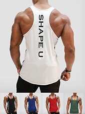 お買い得  メンズ アクティブ T シャツ &amp; タンクトップ-男性用 ランニングタンクトップ ワークアウト用タンクトップ 一重項 パッチワーク ノースリーブ ベスト スポーツ 夏 コットン 高通気性 速乾性 吸汗性 ソフト ランニング アクティブトレーニング ウォーキング スポーツウェア アクティブウェア レタード ブラック アーミーグリーン ルビーレッド