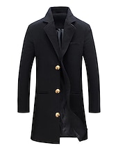 preiswerte Herren-Blazer &amp; -Anzüge-Herren Wintermantel Mantel Trenchcoat Kurzermantel Mantel Arbeit Geschäft Winter Polyester Warm Oberbekleidung Bekleidung Einfarbig Klassicher Stil Fallendes Revers
