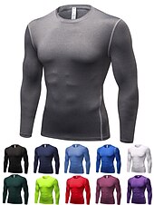 Χαμηλού Κόστους T-shirts και αμάνικα μπλουζάκια για τρέξιμο-Ανδρικά Μπλούζα συμπίεσης Tricou de Alergat Μακρυμάνικο Μπλουζάκι Αθλητικό Άνοιξη Σπαντέξ Αναπνέει Γρήγορο Στέγνωμα Σκούπισμα ιδρώτα Καταλληλότητα Γυμναστήριο προπόνηση Τρέξιμο ΑΘΛΗΤΙΚΑ ΡΟΥΧΑ