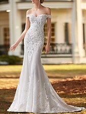 cheap Formal Wedding Dresses-Engagement Formal Wedding Dresses Two Piece Off Shoulder Cap Sleeve Court Train Satin Bridal Gowns With Beading Appliques 2025