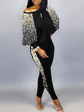cheap Women‘s Sweatsuits-Women&#039;s Active Streetwear Tracksuit Pants Sets Sweatshirt Pants Trousers Long Sleeve Crew Neck Graphic Print Sports Outdoor Casual Silver Black Brown Fall &amp; Winter Regular Fit