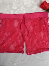 お買い得  ホットショーツ-女性用 ホットパンツ 補正下着・補正インナー セクシー ショート ソリッド レース スポーツ マイクロエラスティック ブラック ホワイト ルビーレッド パープル