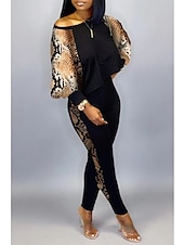 cheap Women‘s Sweatsuits-Women&#039;s Active Streetwear Tracksuit Pants Sets Sweatshirt Pants Trousers Long Sleeve Crew Neck Graphic Print Sports Outdoor Casual Silver Black Brown Fall &amp; Winter Regular Fit