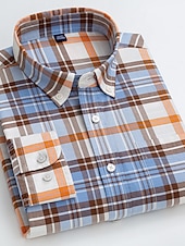 voordelige oxford-overhemden voor heren-Voor heren Overhemd Button-down overhemd Shirt met kraag Oxford overhemd Schotse ruit Bruiloft Casual A B F G Lange mouw Alle seizoenen Kleding