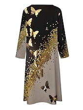 abordables Ensembles de robes-Femme Robe mi-longue Robe casual Robe Ensemble Robe deux pièces Robe d&#039;église Mode Extérieur du quotidien Sortie Standard Animal Papillon Manches 3/4 Col Ras du Cou Jaune Bleu Eté Printemps