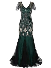 baratos Vestidos Formais-Mulheres Vestido Longo Vestido Maxi Vestido preto Vestido de renda Vestido antigo Vestido de formatura Moda Maduro Vestido elegante Ocasião Especial dia das Bruxas Festa de Noite Normal Tecido Sem