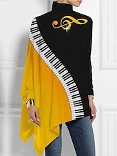 cheap Art&amp;Design tee-Women&#039;s T shirt Long Sleeve Plus Size Shirt Blouse Basic Butterfly Print Long Sleeve Regular Tops Turtleneck High Neck Casual Silver Black White Yellow Gray Spring Fall Prefall