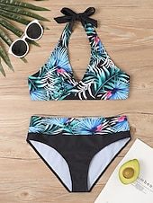 abordables Ensemble de bikinis-Maillots de Bain Bikinis Maillot de bain Femme 2 Pièces Bandes Rayé Grande Taille Bandeau Maillots de bain Sportif Tenues de plage Faire monter