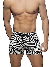 preiswerte Boxershorts für Herren-Herren 1 Packung Unterwäsche Boxer Bademode Kordelzug Bedruckt Polyester Atmungsaktiv Weich Farbblock Mittlere Taillenlinie Schwarz