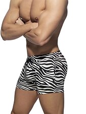 preiswerte Boxershorts für Herren-Herren 1 Packung Unterwäsche Boxer Bademode Kordelzug Bedruckt Polyester Atmungsaktiv Weich Farbblock Mittlere Taillenlinie Schwarz