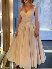 preiswerte Ballkleid-Ballkleid Abschlussballkleider Korsetts Kleid Hochzeitsgast Hochzeitsfeier Ankle Length Ärmellos Spaghetti Träger Tüll mit Glitzer Pailletten 2025