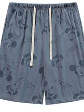 billiga Sov botten-Herr Vardagsklädsel Pyjamasshorts Djur Grafiska tryck Ledigt Komfort Hem Dagligen Säng Bomull Andningsfunktion Mjuk Elastisk midja Sommar Vår Sjöblå Svart
