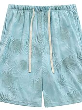 billiga Sov botten-Herr Vardagsklädsel Pyjamasshorts Djur Grafiska tryck Ledigt Komfort Hem Dagligen Säng Bomull Andningsfunktion Mjuk Elastisk midja Sommar Vår Sjöblå Svart