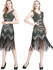 cheap Dresses-Roaring 20s 1920s Cocktail Dress Knee Length Flapper Dress Dress Prom Dress The Great Gatsby Charleston Wedding Guest Tassel Fringe Women&#039;s Wedding Party Wedding Guest Dress Homecoming Dresses