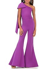 billiga Brudnäbbsklänningar-jumpsuits golvlängd blomma flicka klänning tävling &amp;amp; prestanda juniorer söt balklänning chiffong med rosett(ar) elegant passform 3-16 år
