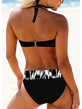 billiga Bikiniset-Dam Plusstorlekar Badkläder Bikini 2 st Baddräkt knyt fram Tropisk Tryck upp Nyans Gradientfärg Ärmlös Baddräkter