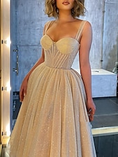 preiswerte Ballkleid-Ballkleid Abschlussballkleider Korsetts Kleid Hochzeitsgast Hochzeitsfeier Ankle Length Ärmellos Spaghetti Träger Tüll mit Glitzer Pailletten 2025