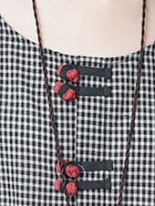 halpa Mekot-Naisten Musta Kevät Syksy Pitkä mekko Maxi mekko Pellava-inspiroidut mekot Rento mekko Puuvillapellavamekko Perus Vapaa-aika ulko- Päivittäin Viikonloppu Loose Fit Skottiruutukuvio Tiukka pyöre