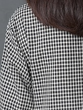 halpa Mekot-Naisten Musta Kevät Syksy Pitkä mekko Maxi mekko Pellava-inspiroidut mekot Rento mekko Puuvillapellavamekko Perus Vapaa-aika ulko- Päivittäin Viikonloppu Loose Fit Skottiruutukuvio Tiukka pyöre