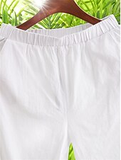 economico Pantaloni-Per donna Pantaloni di lino Chino Simillino Tasche laterali Spacco cascante Polpaccio Nero