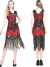 cheap Dresses-Roaring 20s 1920s Cocktail Dress Knee Length Flapper Dress Dress Prom Dress The Great Gatsby Charleston Wedding Guest Tassel Fringe Women&#039;s Wedding Party Wedding Guest Dress Homecoming Dresses