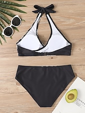 abordables Ensemble de bikinis-Maillots de Bain Bikinis Maillot de bain Femme 2 Pièces Bandes Rayé Grande Taille Bandeau Maillots de bain Sportif Tenues de plage Faire monter