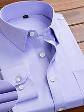 preiswerte Businesshemden für Herren-Herren Oberhemd Hemden mit französischen Manschetten Kragenhemd Knopfhemd Wellen Hochzeit Arbeit Schwarz Weiß Rosa Marineblau Langarm Umlegekragen Ganzjährig Bekleidung Button-Down