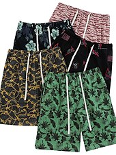 billiga Sov botten-Herr Vardagsklädsel Pyjamasshorts Djur Grafiska tryck Ledigt Komfort Hem Dagligen Säng Bomull Andningsfunktion Mjuk Elastisk midja Sommar Vår Sjöblå Svart