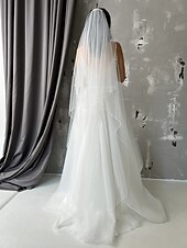 cheap Wedding Veils-One-tier Stylish / Simple Wedding Veil Chapel Veils with Beading Tulle