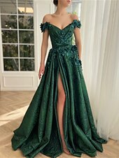 ieftine Rochii de Banchet-Rochii de bal A-Line rochie florală pentru oaspeți la nunți petrecere de nuntă tren de curte fără mâneci fără umeri satin cu fante și aplicații rochie pentru oaspeții la nunți 2025
