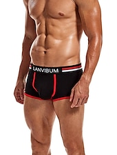 economico Boxer da uomo-Per uomo 2 pacchi Slip Poliestere Traspirante Morbido Color Block Vita normale Nero Bianco