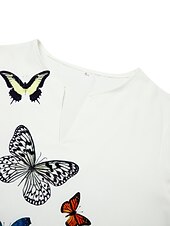 cheap Art&amp;Design Dress-Women&#039;s Maxi Dress  Shift Dress Swing Dress Long Dress Green Blue Grey White Black Long Sleeve Feather Butterfly Pocket Print Summer Spring V Neck Stylish Casual Dress 2023 S M L XL XXL XXXL 4XL 5XL