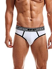 お買い得  メンズブリーフ下着-男性用 2パック ブリーフ ポリエステル 高通気性 ソフト カラーブロック ミディアムウエスト ブラック ホワイト