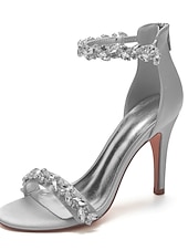 olcso Menyasszony-Luxus fehér menyasszonyi tűsarkú cipő templomi és hivatalos esküvőkre, kristályos bokapántos, nyitott orrú esküvői cipők menyasszonynak