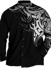 economico Camicie taglie forti da uomo-Per uomo Plus Size Camicia Grande e alto Stampe astratte Collo ripiegabile Stampa Manica lunga Primavera estate Sportivo Di tendenza Streetwear Originale Esterno Strada Top