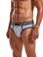 お買い得  メンズブリーフ下着-男性用 2パック ブリーフ ポリエステル 高通気性 ソフト カラーブロック ミディアムウエスト ブラック ホワイト