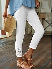 olcso Sima leggings-női leggings egyszínű fekete fehér divatos bokáig érő alkalmi napi