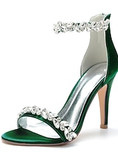 olcso Menyasszony-Luxus fehér menyasszonyi tűsarkú cipő templomi és hivatalos esküvőkre, kristályos bokapántos, nyitott orrú esküvői cipők menyasszonynak