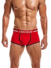 economico Boxer da uomo-Per uomo 2 pacchi Slip Poliestere Traspirante Morbido Color Block Vita normale Nero Bianco