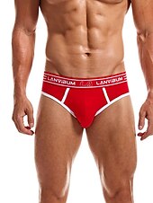お買い得  メンズブリーフ下着-男性用 2パック ブリーフ ポリエステル 高通気性 ソフト カラーブロック ミディアムウエスト ブラック ホワイト